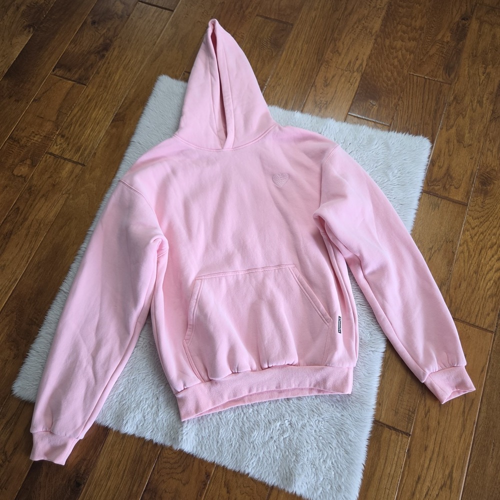 RARE Comfrt Hoodie Sweatshirt Women's Medium Pink Heart Ways to Show Love